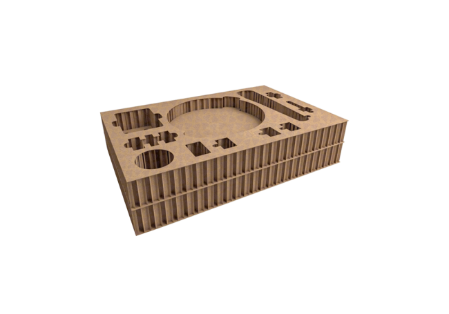 Pièce découpée en carton alvéolaire